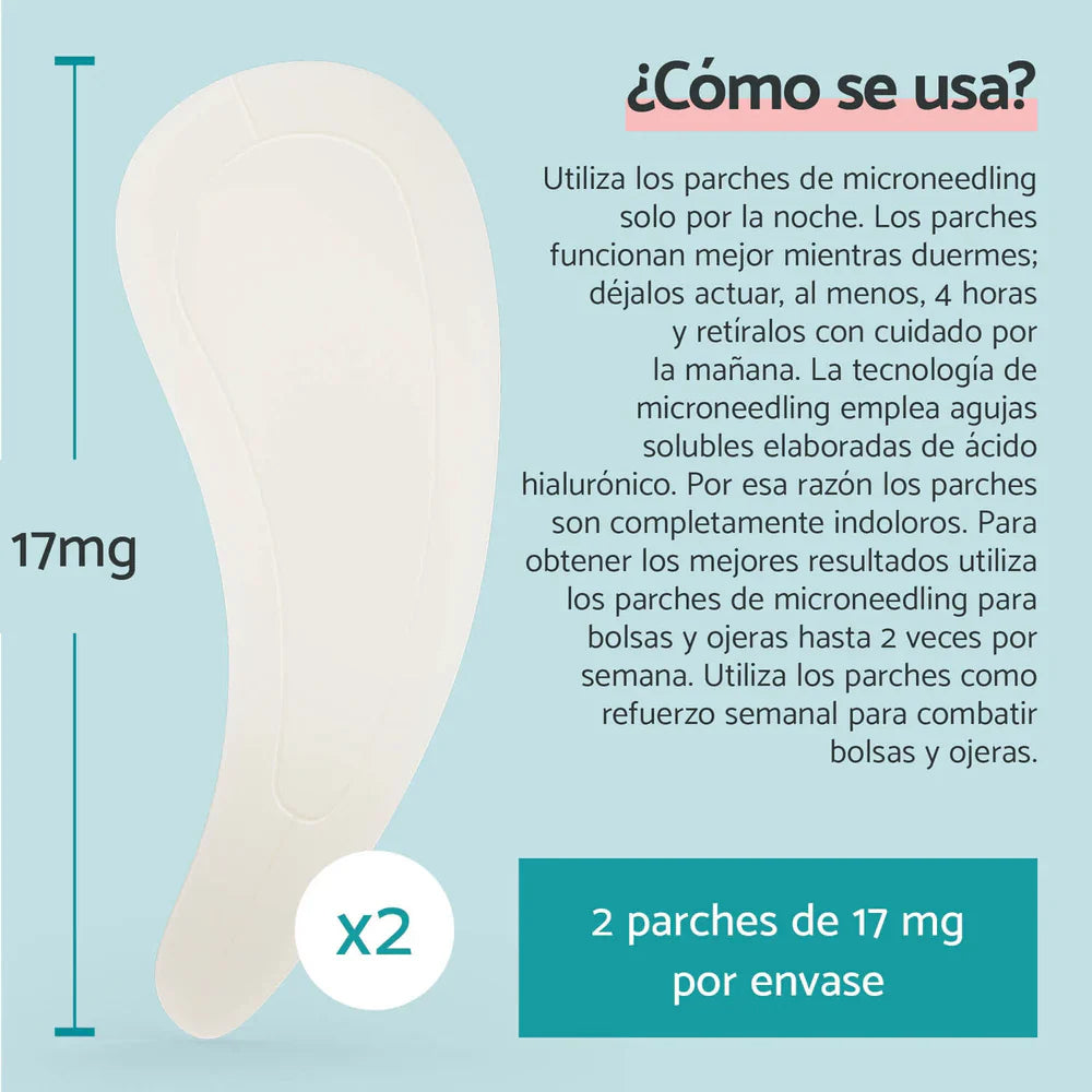 2X1/ Parches de Microagujas + Ácido hialurónico para ojeras, bolsas y arrugas