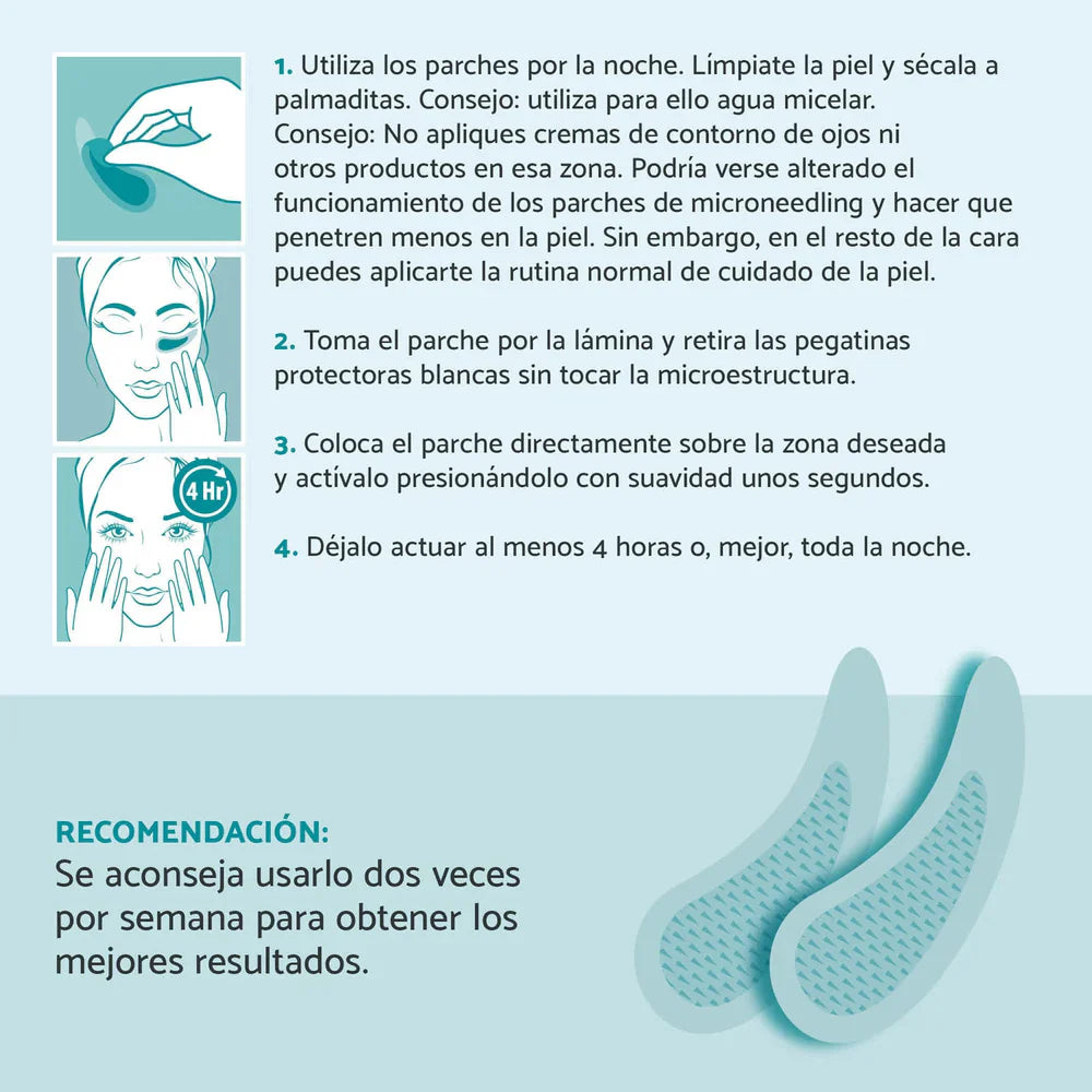 2X1/ Parches de Microagujas + Ácido hialurónico para ojeras, bolsas y arrugas